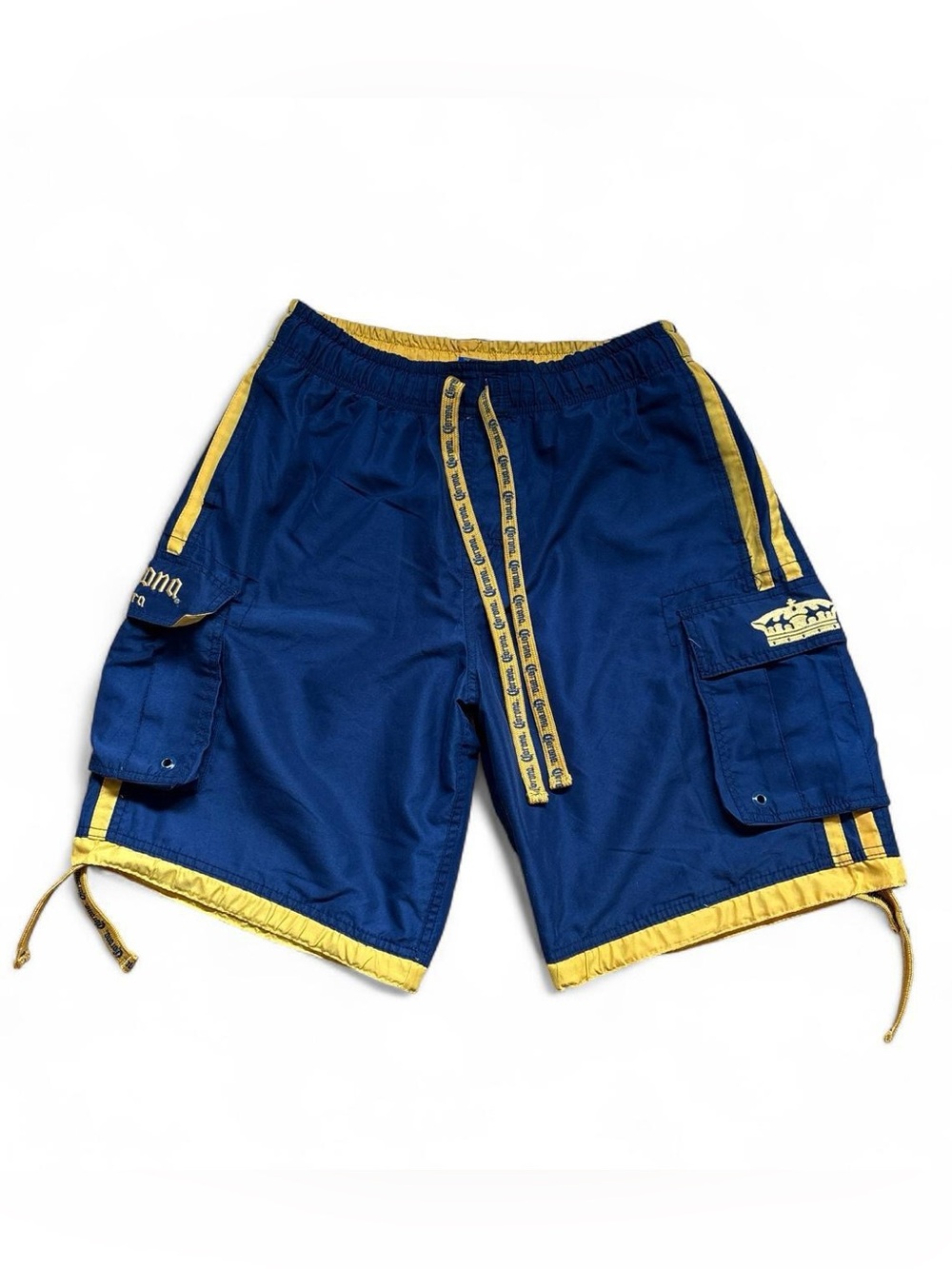 Vintage 2005 Corona Extra Navy & Gold Cargo Board Shorts - Men's Size L